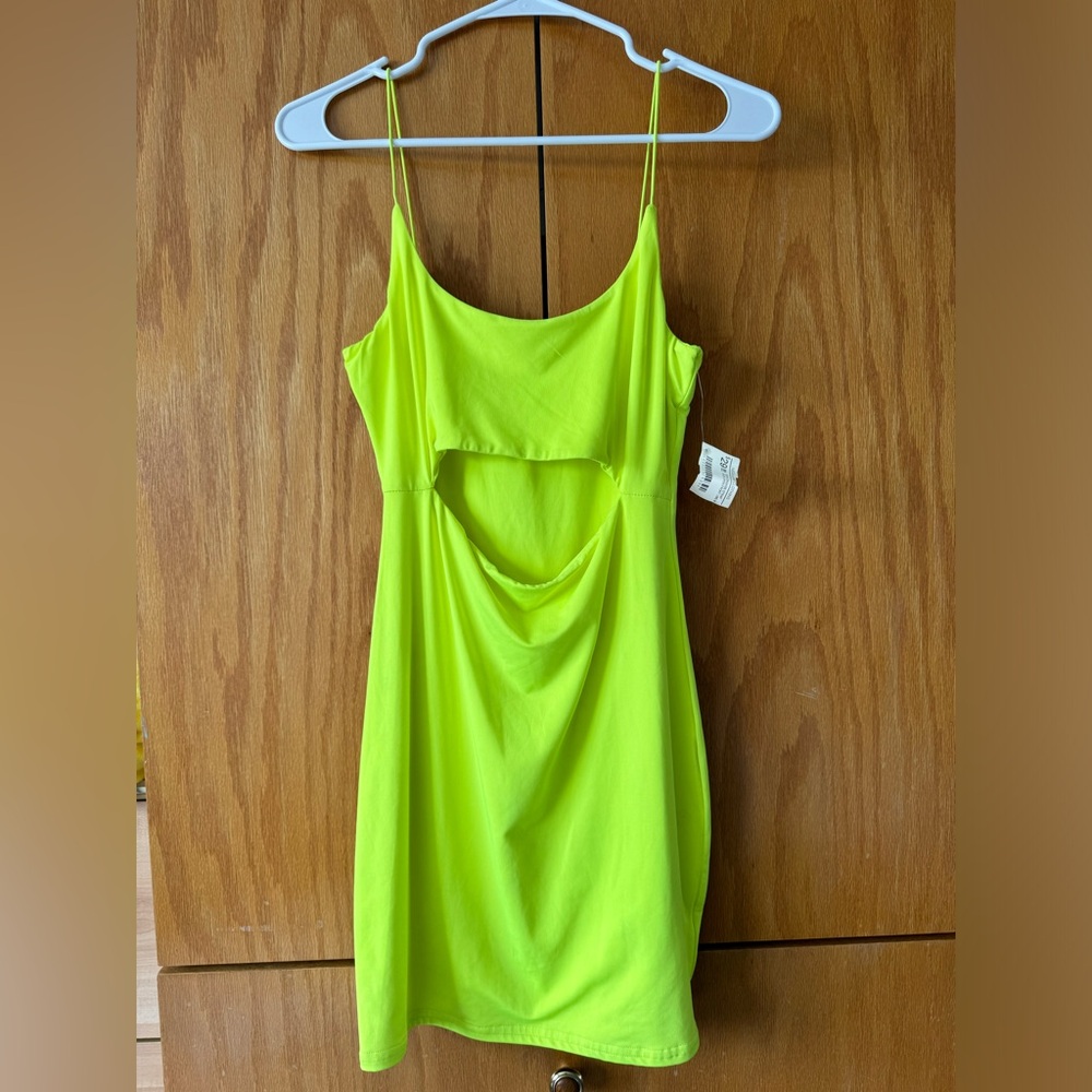 Neon Yellow Dress with Cut Out